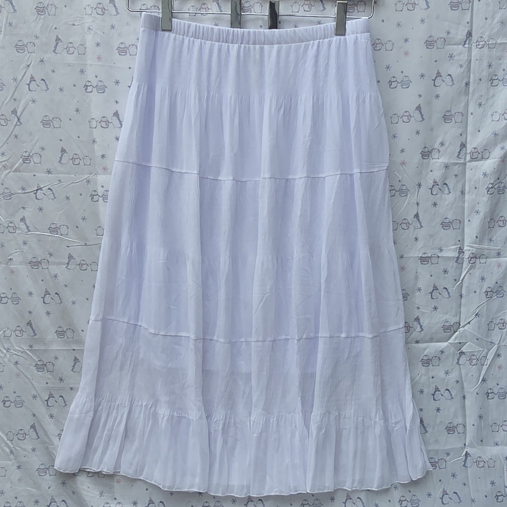 NASHALYLY Women's Chiffon Elastic High Waist Pleated A-Line Flared Maxi Skirts.